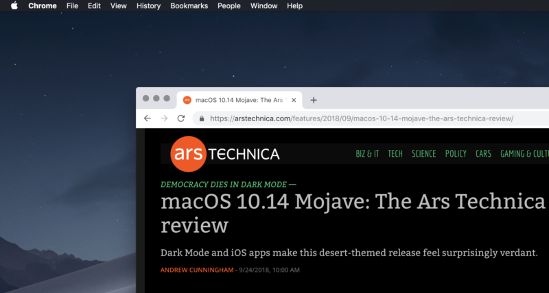 macOS  Mojave的黑暗模式即将推向谷歌Chrome