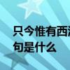 只今惟有西江月下一句 只今惟有西江月下一句是什么