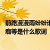 前路漫漫雨纷纷谁在痴痴等是什么歌 前路漫漫雨纷纷谁在痴痴等是什么歌词