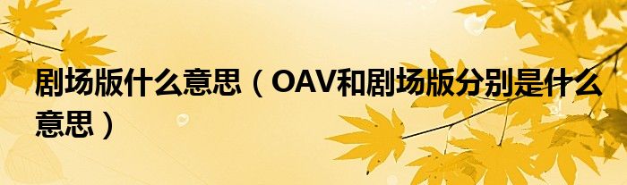 剧场版是什么意思什么意思OAV