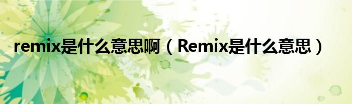是什么意思remixRemix