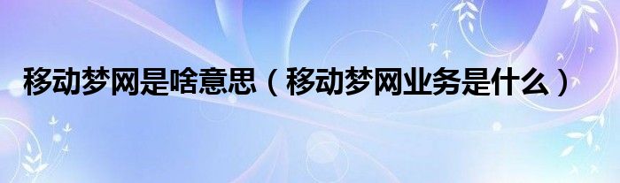 移动梦网是啥意思（移动梦网业务是什么）