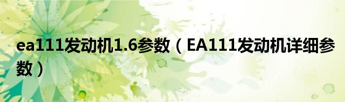ea111发动机1.6参数（EA111发动机详细参数）