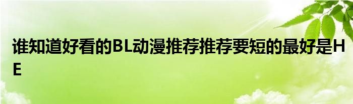 谁知道好看的BL动漫推荐推荐要短的最好是HE