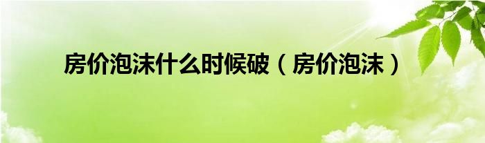 房价泡沫什么时候破（房价泡沫）