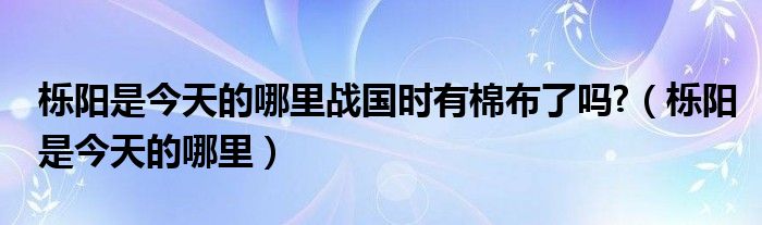 栎阳是今天的哪里战国时有棉布了吗?（栎阳是今天的哪里）