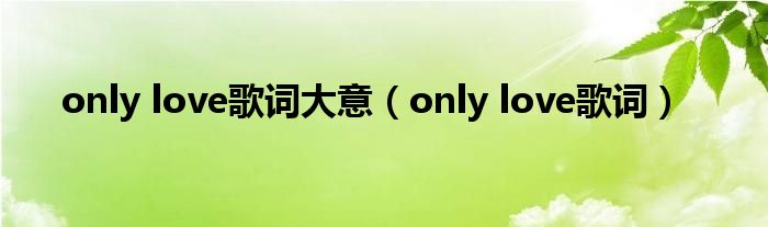 only love歌词大意（only love歌词）