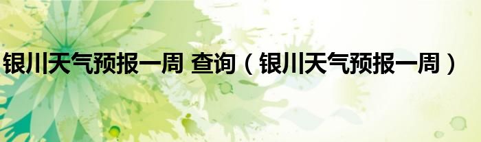 银川天气预报一周 查询（银川天气预报一周）