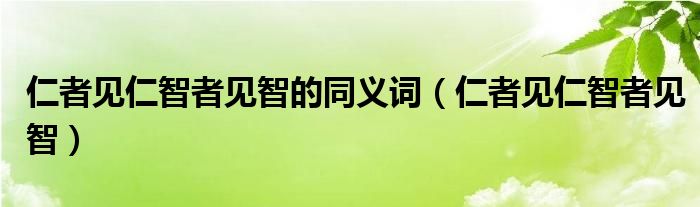 仁者见仁智者见智的同义词（仁者见仁智者见智）