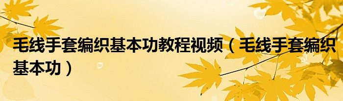 毛线手套编织基本功教程视频（毛线手套编织基本功）