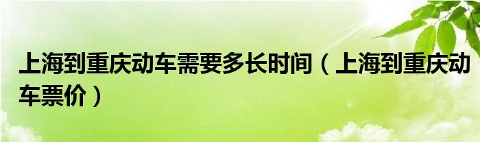 上海到重庆动车需要多长时间（上海到重庆动车票价）