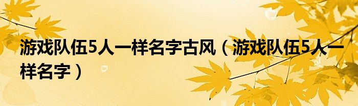 游戏队伍5人一样名字古风（游戏队伍5人一样名字）