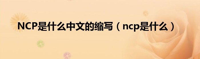NCP是什么中文的缩写（ncp是什么）