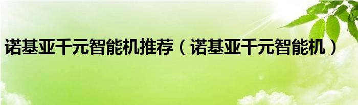 诺基亚千元智能机推荐（诺基亚千元智能机）