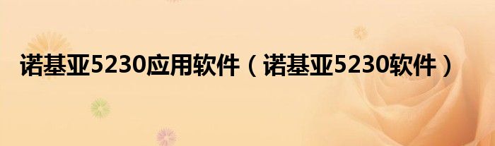 诺基亚5230应用软件（诺基亚5230软件）