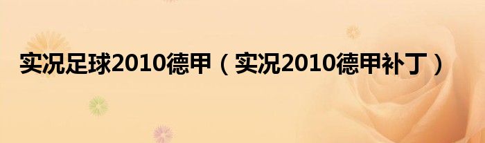 实况足球2010德甲（实况2010德甲补丁）