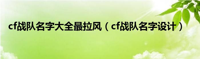 cf战队名字大全最拉风（cf战队名字设计）