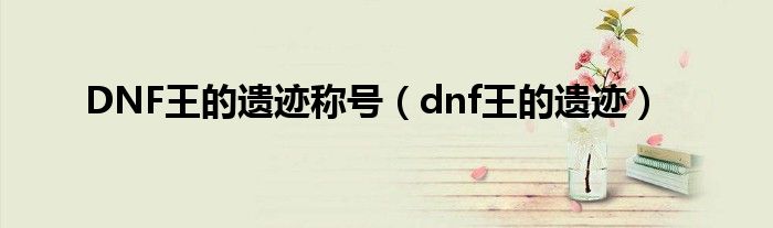 DNF王的遗迹称号（dnf王的遗迹）