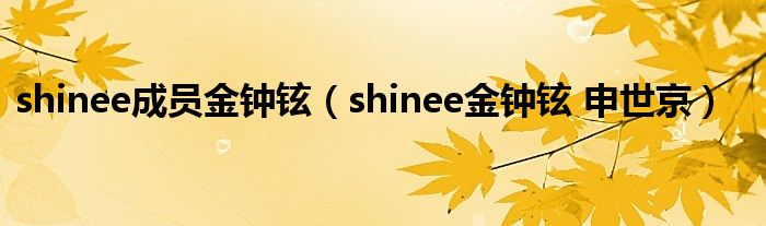 shinee成员金钟铉（shinee金钟铉 申世京）