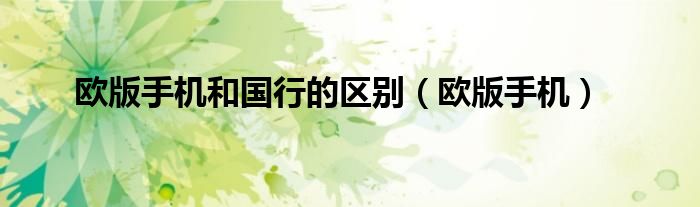欧版手机和国行的区别（欧版手机）
