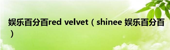 娱乐百分百red velvet（shinee 娱乐百分百）