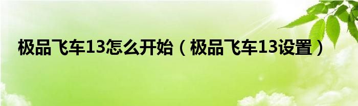 极品飞车13怎么开始（极品飞车13设置）