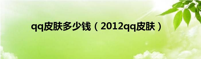 qq皮肤多少钱（2012qq皮肤）