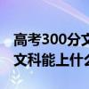 高考300分文科能上什么学校呢（高考300分文科能上什么学校）