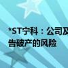 *ST宁科：公司及子公司所有银行帐户被冻结 存在被法院宣告破产的风险