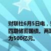 财联社6月5日电，财政部决定发行2024年第三期储蓄国债和2024年第四期储蓄国债。两期国债均为固定利率、固定期限品种，最大发行总额为500亿元。