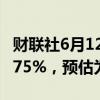 财联社6月12日电，印度5月份CPI同比增长4.75%，预估为4.85%。
