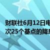 财联社6月12日电，互换市场完全定价2024年美联储将有两次25个基点的降息。