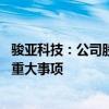 骏亚科技：公司股票交易异常波动 不存在应披露而未披露的重大事项