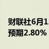 财联社6月12日电，韩国5月失业率为2.8%，预期2.80%，前值2.80%。