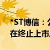 *ST博信：公司股票被实施退市风险警示 存在终止上市风险