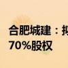 合肥城建：拟预挂牌转让控股子公司肥西康居70%股权
