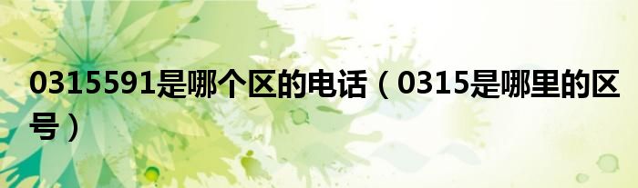 0315591是哪个区的电话（0315是哪里的区号）