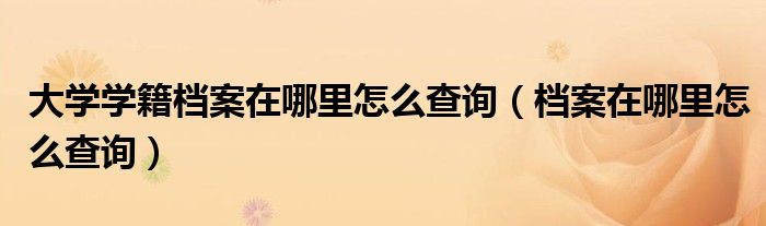 大学学籍档案在哪里怎么查询（档案在哪里怎么查询）
