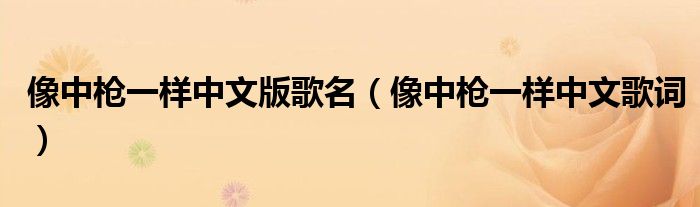像中了枪一样中文歌词（像中枪一样歌词及翻译完整版）