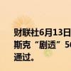 财联社6月13日电，特斯拉在美股盘前大涨5.5%，此前，马斯克“剧透”560亿美元薪酬包方案正以较大优势获股东会通过。