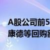 A股公司前5月合计回购金额同比翻两倍 药明康德等回购额居前