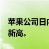 苹果公司日内涨幅扩大至5%，股价续创历史新高。