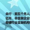 央行：前五个月人民币存款增加9万亿元。其中，住户存款增加7.13万亿元，非金融企业存款减少2.45万亿元，财政性存款增加5759亿元，非银行业金融机构存款增加2