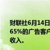 财联社6月14日电，马斯克表示，自今年1月以来，X平台上65%的广告客户已回归，目前小公司占据X公司大部分广告收入。