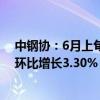 中钢协：6月上旬重点统计钢铁企业粗钢日产224.83万吨，环比增长3.30%