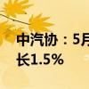 中汽协：5月汽车销量为241.7万辆，同比增长1.5%