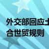 外交部回应土方对我相关汽车额外征税：不符合世贸规则