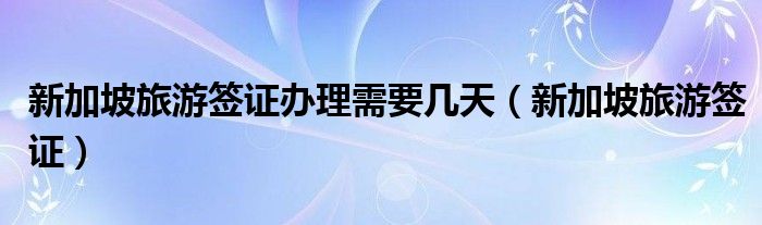 新加坡旅游签证可以打工吗（新加坡旅游签证办理要多久）