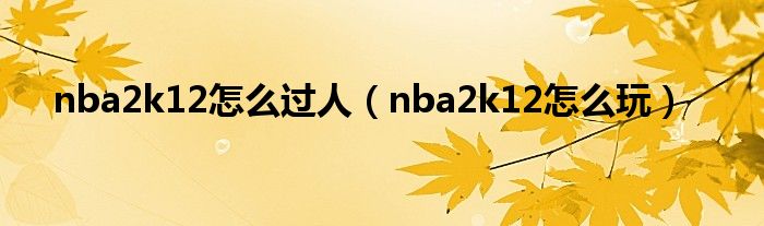 NBA2K12怎么玩（nba2k12怎么过人）