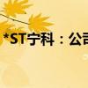 *ST宁科：公司预重整能否成功存在不确定性